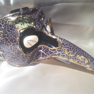 Masque comedia del’arte violet et or