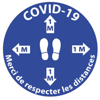 Sticker de sol 50 cm - distance de sécurité R1 bleu