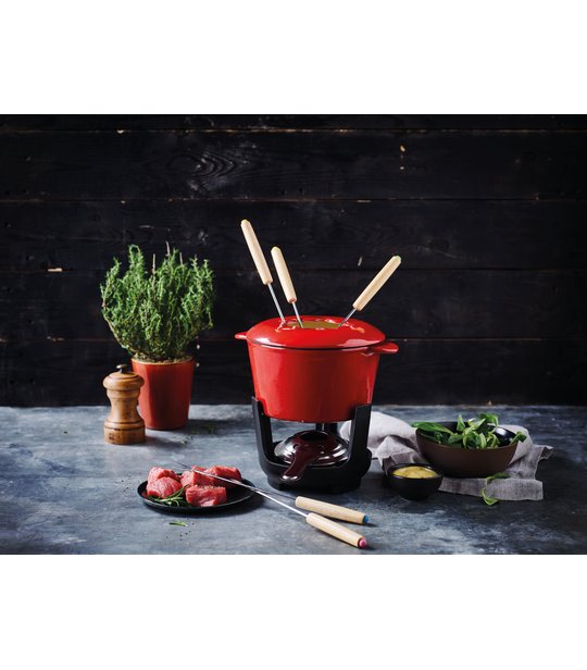 FONDUE : service a fondue rouge
