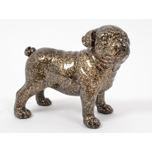 bulldog : chien debout cuivre / noir