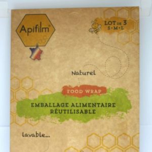 lot de 3 emballages naturels à la cire d’abeille, réutilisables, S M et L